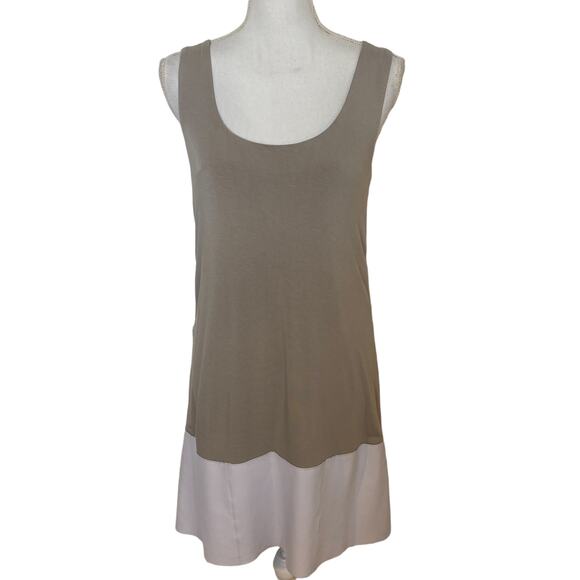 Bailey 44 Dress Genuine Leather Trim Jersey Stretch Knit Tank Dress Womens M - Picture 4 of 8